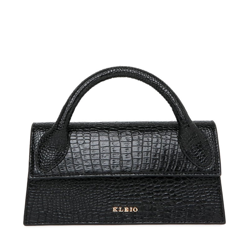 KLEIO Vegan Leather Top Crossbody Sling Handbag for Women - Black - Image 3